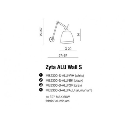 Kinkiet ZYTA WALL S ALU/ALU AZ2295 + AZ2593 – Azzardo